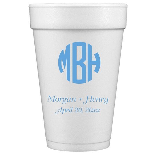 Rounded Monogram with Text Styrofoam Cups